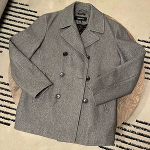 Gray men’s pea coat size small fits like a medium or large